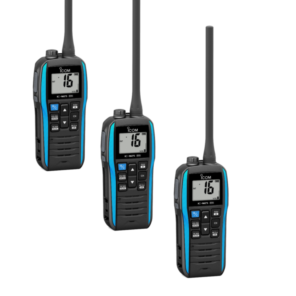 KIT 3 Unidades | IC-M25 | Rádio marítimo flutuante com modo eco e 14 horas de duração